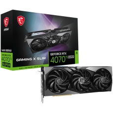 MSI Video Card Nvidia GeForce RTX 4070 Ti SUPER 16G GAMING SLIM, 16GB GDDR6X, 256-bit, 21 Gbps Effective Memory Clock, 2670 MHz Boost, 8448 CUDA Cores, 3x DisplayPort 1.4a, HDMI 2.1, RAY TRACING, Triple Fan, 700W Recommended PSU, 3Y