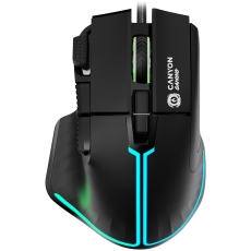 CANYON Fortnax GM-636, 9keys Gaming wired mouse,Sunplus 6662, DPI up to 20000, Huano 5million switch, RGB lighting effects, 1.65M braided cable, ABS material. size: 113*83*45mm, weight: 102g, Black