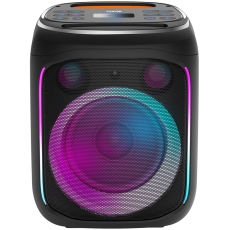 CANYON OnFun 5, Partybox speaker,Spec: speaker drivers: 6.5''+1.5'tweeter Power Output : 40W Lithium Battery : 7.4v 3600mAh Function : AUX+TF+MIC+BT+USB+DSP+EQ+ehco+. Color: Black body,orange handle.