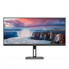 AOC U34V5C/BK, 34" VA WLED, 3440x1440@100Hz, 4ms GtG, 1ms MPRT, 300cd m/2, 4000:1, 20M:1 DCR, Adaptive Sync, FlickerFree, Low Blue Light, 5Wx2, Tilt, Height Adjust, Swivel, HDMI, DP, USB hub