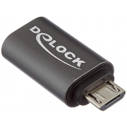 Адаптер Delock, USB 2.0, Micro-B мъжко - USB Type-C женско, Черен