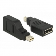 Адаптер Delock, mini DisplayPort 1.2 мъжко - DisplayPort женско, 4K, 90°, Черен