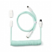 Кабел за клавиатура Keychron Coiled Aviator Straight Custom USB Cable, USB-C - USB-C, Mint