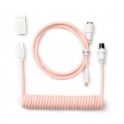 Кабел за клавиатура Keychron Coiled Aviator Straight Custom USB Cable, USB-C - USB-C Light Pink