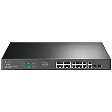 18-port gigabit Unmanaged switch with 16 PoE+ ports, 18 10/100/1000Mbps RJ-45 port, 2 combo SFP ports, compliant with 802.3af/at, 250W PoE budget, support 802.1p/DHCP QoS, plug and play, 1U 19-inch rack mountable