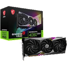 MSI Video Card Nvidia GeForce RTX 4080 SUPER 16G GAMING X TRIO, 16GB GDDR6X, 256-bit, 2610 MHz Boost, 10240 CUDA Cores, 23Gbps Memory speed, PCIe 4.0, 3x DP 1.4a, HDMI 2.1a, RAY TRACING, Triple Fan, 850W Recommended PSU, 3Y