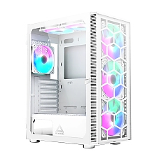 Montech кутия X3 GLASS, Mid-tower Case, TG, 6 fixed RGB Fans, White