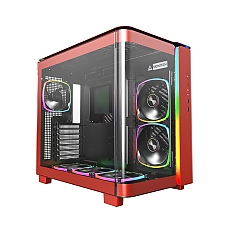 Montech кутия KING 95 Pro, Dual Chamber Mid-tower Case, 6 ARGB Fans, 2 Front Panels, Red