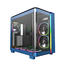 Montech кутия KING 95 Pro, Dual Chamber Mid-tower Case, 6 ARGB Fans, 2 Front Panels, Prussian Blue