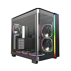 Montech кутия KING 95 Pro, Dual Chamber Mid-tower Case, 6 ARGB Fans, 2 Front Panels, Black