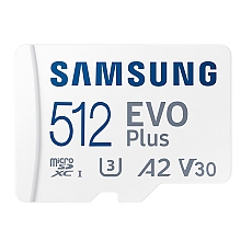 Samsung 512GB micro SD Card EVO Plus with Adapter, UHS-I interface, Read Speed up to 160MB/s