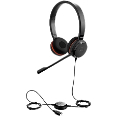 JABRA EVOLVE 30 II MS Stereo USB Headband, Noise cancelling, USB and 3.5 connectivity, with mute-button and volume control on the cord, with leather ear cushion, Microsoft optimized