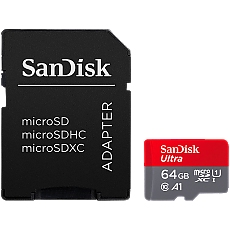 SANDISK Ultra microSDXC 64GB + SD Adapter 140MB/s  A1 Class 10 UHS-I