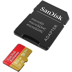 SANDISK Extreme 512GB microSDXC + SD Adapter + 1 year RescuePRO Deluxe up to 190MB/s & 130MB/s Read/Write speeds A2 C10 V30 UHS-I U3