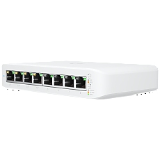 UBIQUITI Lite 8 PoE; (4) GbE PoE+, (4) GbE ports; 52W total PoE availability; Wall mountable.