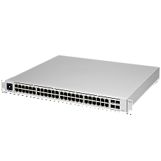 Ubiquiti Layer 3 switch with (48) GbE RJ45 ports and (4) 10G SFP+ ports.