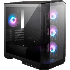 MSI MAG PANO M100R PZ, Micro - ATX Tower, M-ATX(Back-connect supported) / ITX, 1x USB 3.2 Gen 1 Type-A, 1xUSB 3.2 Gen2x2 Type- C, 1x Audio/1x Mic, LED Switch Loop Button, Power Button, 4x 120mm ARGB Fans, 270-degree panoramic tempered glass