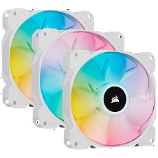 Corsair SP Series, White SP120 RGB ELITE, 120mm RGB LED Fan with AirGuide, Triple Pack with Lighting Node CORE, EAN:0840006637776