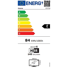 Hisense 65" E7NQ, 4K Ultra HD 3840x2160, QLED, Quantum Dot, HDR 10+, HLG, Dolby Vision, DTS Virtual X, Smart TV,Light Sensor,WiFi Direct, BT, Anyview Cast, 3xHDMI, 2xUSB, LAN, CI+, DVB-T2/C/S2, Black