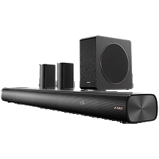 F&D HT-500DA 5.1 Wireless Soundbar, Atmos/Dolby, 190W (bar: 20W*4, Surround:15W*2: SW:80W), BT/AUX/HDMI(ARC)/USB/Optical/Coaxial, Touch buttons, black