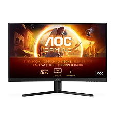 AOC CQ32G4VE, 31.5" Curved 1500R, Fast VA WLED, 2560x1440@180 Hz, 1ms GtG, 0.5ms MPRT, 300 cd/m2, 3500:1, 80M:1 DCR, Adaptive Sync, Flicker Free, Low Blue Light, Tilt, 2xHDMI, DP