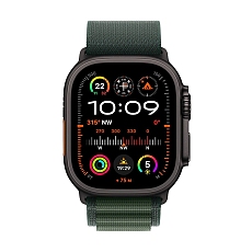 Apple Watch Ultra2 v2 Cellular 49mm Black Titanium Case with Dark Green Alpine Loop - Medium