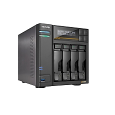 Asustor Lockerstor 4 Gen3 AS6804T 4 Bay NAS, AMD Ryzen Embedded Quad-Core 2.3GHz (burst up to 3.8GHz), Dual USB 4 Ports, Dual 10GbE Ports, Dual 5GbE Ports, 16G ECC RAM DDR5 (Max. 64GB) 4x M.2 SSD Slots (Diskless), 2 x Type C, Black