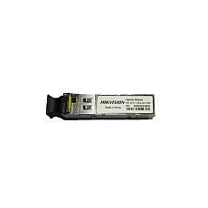 HikVision SFP Module, Single fiber bi-directional LC connector, Supports 1.25G Ethernet, TX1550nm/RX1310nm. 3.3V, Output power -9~1dBm