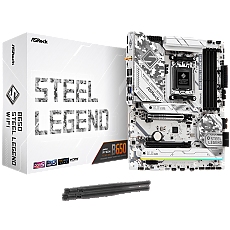 ASROCK MB Desktop B650 Steel Legend, AM5, 4x DDR5, 1x PCIe 5.0 x16, 1x PCIe 3.0 x16, 1x PCIe 4.0 x1  1x Blazing M.2(PCIe Gen5x4), 2x Hyper M.2(PCIe Gen4x4), 2x SATA3 6.0 Gb/s, 1x HDMI, 1x DP, 2.5G LAN, 802.11ax Wi-Fi 6E + BT