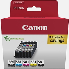 Canon PGI-580/CLI-581 PBK/C/M/Y Pigment + Ink Cartridge Multi Pack