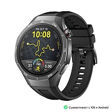 Huawei Watch GT5 Pro Vili-B29F, 1.43", Amoled, 466x466, PPI 326, BT5.2, BLE/BR/EDR, 524mAh, 40-meter free diving, HUAWEI TruSense System, ECG analysis, Battery life up to 14 days, Compatible with iOS and Android devices, Black Fluoroelastomer