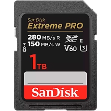 SanDisk Extreme PRO 1TB V60 UHS-II SD cards, 280/150MB/s,V60,C10,UHS-II, EAN: 619659202163