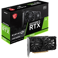 MSI Video Card Nvidia GeForce RTX 3050 VENTUS 2X E 6G OC, 6GB GDDR6, 96bit, Boost: 1492 MHz, 2304 CUDA Cores, PCIe 4.0, 1x DP 1.4a, 2xHDMI 2.1a, RAY TRACING, Dual Fan, 300W, 3Y