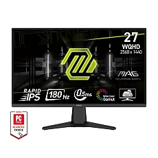 MSI MAG 275QF, 27", Rapid IPS, 0.5ms, 180Hz, AG, WQHD 2560x1440, Adaptive-Sync, AI Vision, CONSOLE MODE, LBL, Anti-Flicker, 100M:1, 300 nits, 1x DP(1.4), 2x HDMI (2.0b), Headphone-out, Tilt, VESA 100, Frameless, 9S6-3CE21M-022