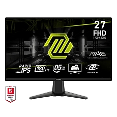 MSI MAG 275F, 27",180Hz, Rapid IPS, 0.5ms,1920x1080, Adaptive-Sync,80% DCI-P3, AG, 250 nist, 1000:1, 100M:1, DP(1.4), 2xHDMI(2.0b),Tilt -5/+20, VESA, 9S6-3CE21M-001