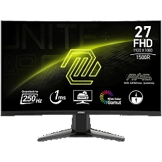 MSI MAG 27C6X Curved Gaming Monitor, 27" 250Hz, FHD (1920x1080) 16:9, VA Anti-glare, 1500R curve, 1ms, 250nits, 3000:1, 178°/178°, Adaptive-Sync, Adjustable Stand, 1x DP, 2x HDMI, 3Y Warranty