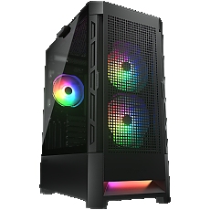 COUGAR | Case Airface RGB Black | PC Case | Mid Tower / Mesh Front Panel / 2 x 140mm ARGB Fans / 1x 120mm ARGB Fan / TG Left Panel / Black