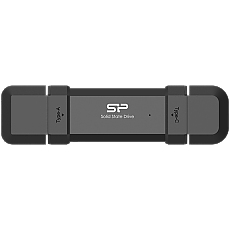 Silicon Power 500GB DS72 Dual USB-C/USB 3.2 Gen 2, Portable External SSD, Steam Deck and iPhone 15 Pro, R/W: up to 1050MB/s; 850MB/s, Black