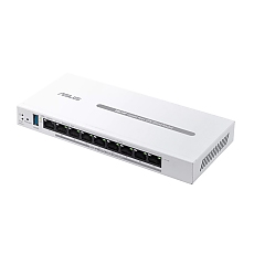 Asus Business Gigabit PoE+ VPN Wired Router, ExpertWiFi EBG19P, 8 PoE+ ports, 123W, 1 gigabit WAN+2 gigabit WAN/LAN, USB 3.2, PoE centralized control, SDN, guest portal, Multi-WAN, Commercial-Grade Network Security & VPN, wall mounting,White